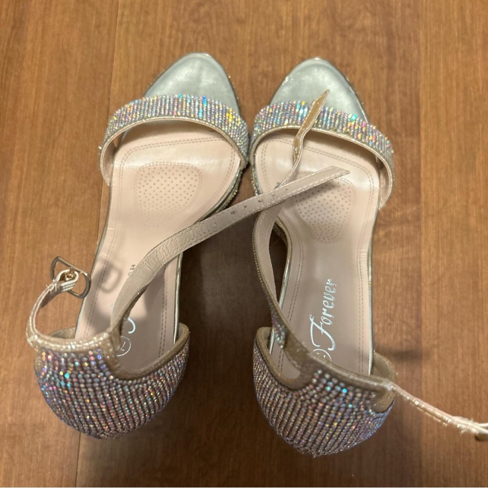 Silver and Cream Sparkly D'Orsay Heels